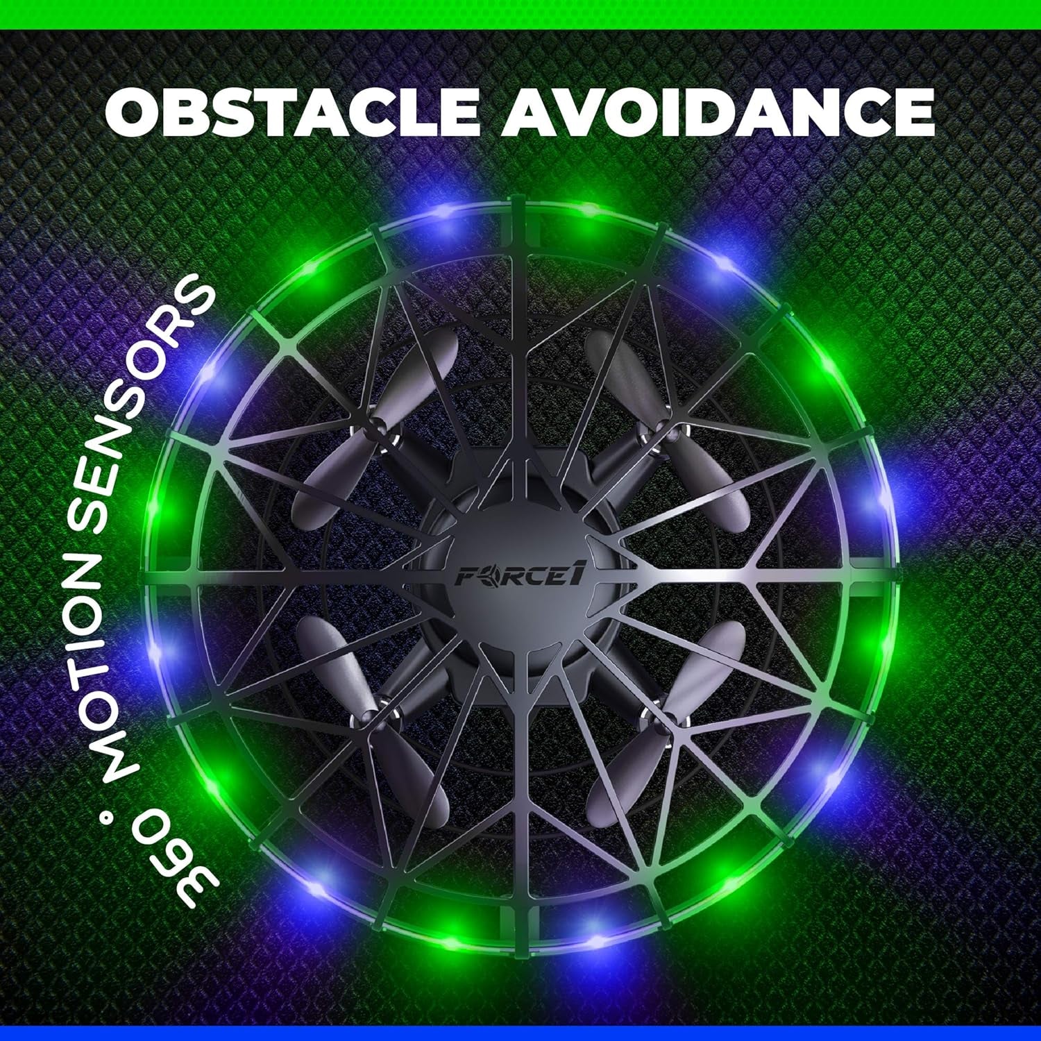 Scoot LED Hand Operated Drone for Kids or Adults - Hands Free Motion Sensor Mini Drones, Easy Indoor Flying Orb Ball Small UFO Toy for Boys and Girls (Green/Blue)