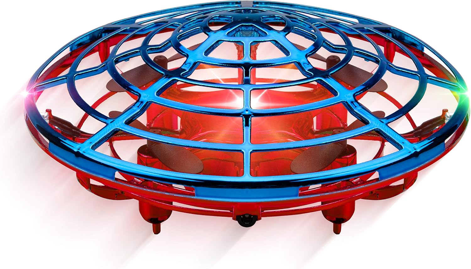 Scoot Hand Operated Drone - Engaging Indoor Mini Drone for All Ages with LED Lights and Obstacle Avoidance - Rechargeable Flying Orb Toy in Blue