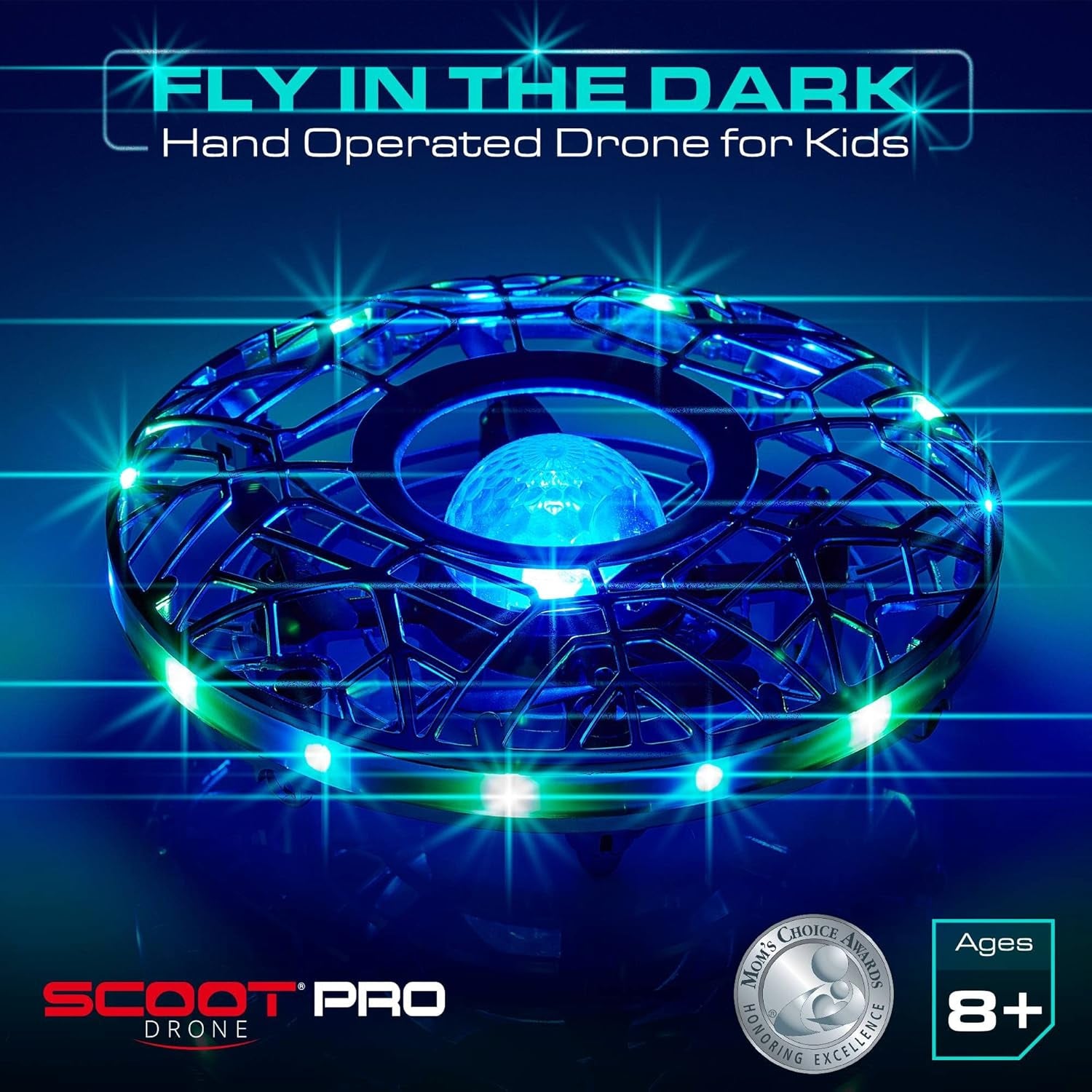 Scoot Pro Hand Operated Drone for Kids or Adults - Induction Hands Free Motion Sensors Mini Drones with Bright LED Projection, 360 Flips, Easy Indoor Small UFO Flying Orb Ball Drone Toy